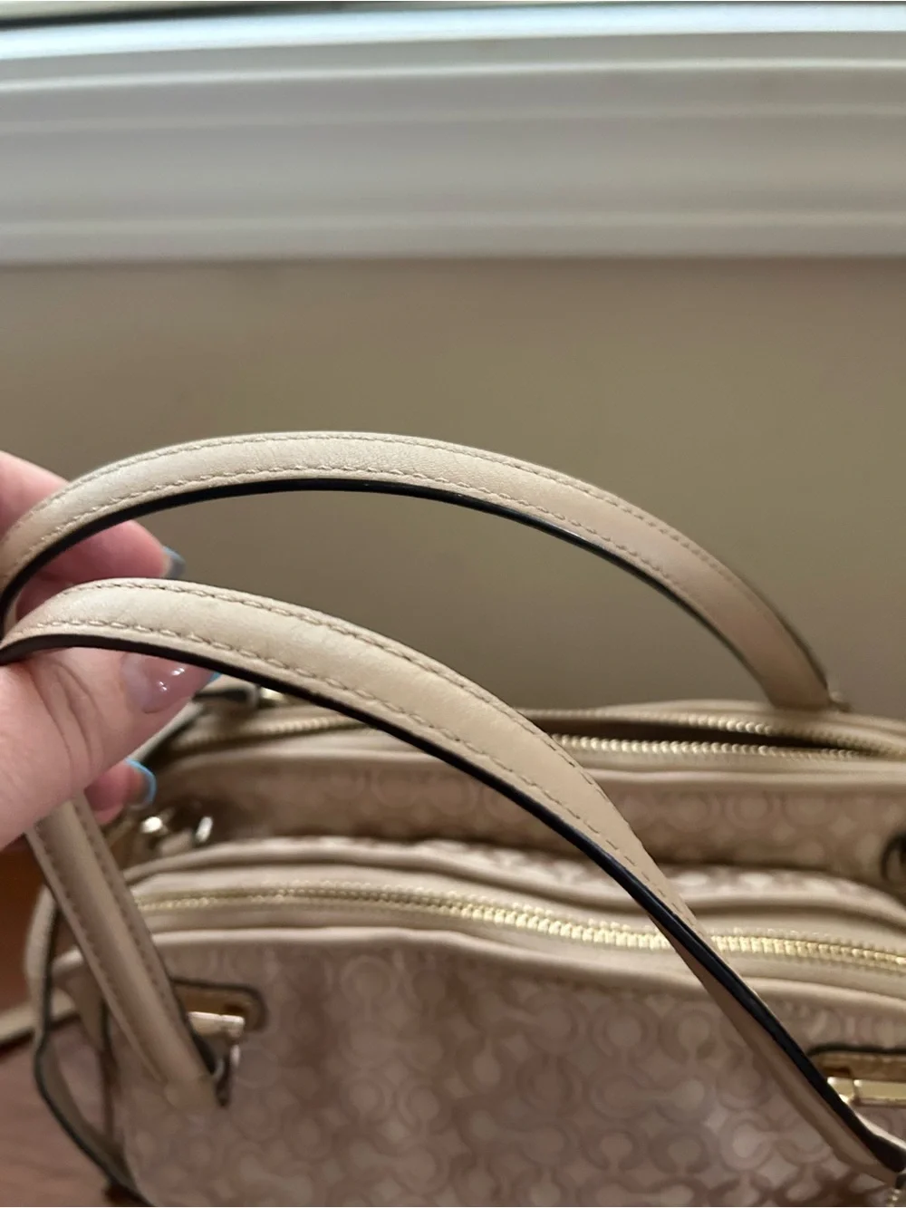 Coach Madison Op Art Convertible Satchel – Pearlescent Khaki